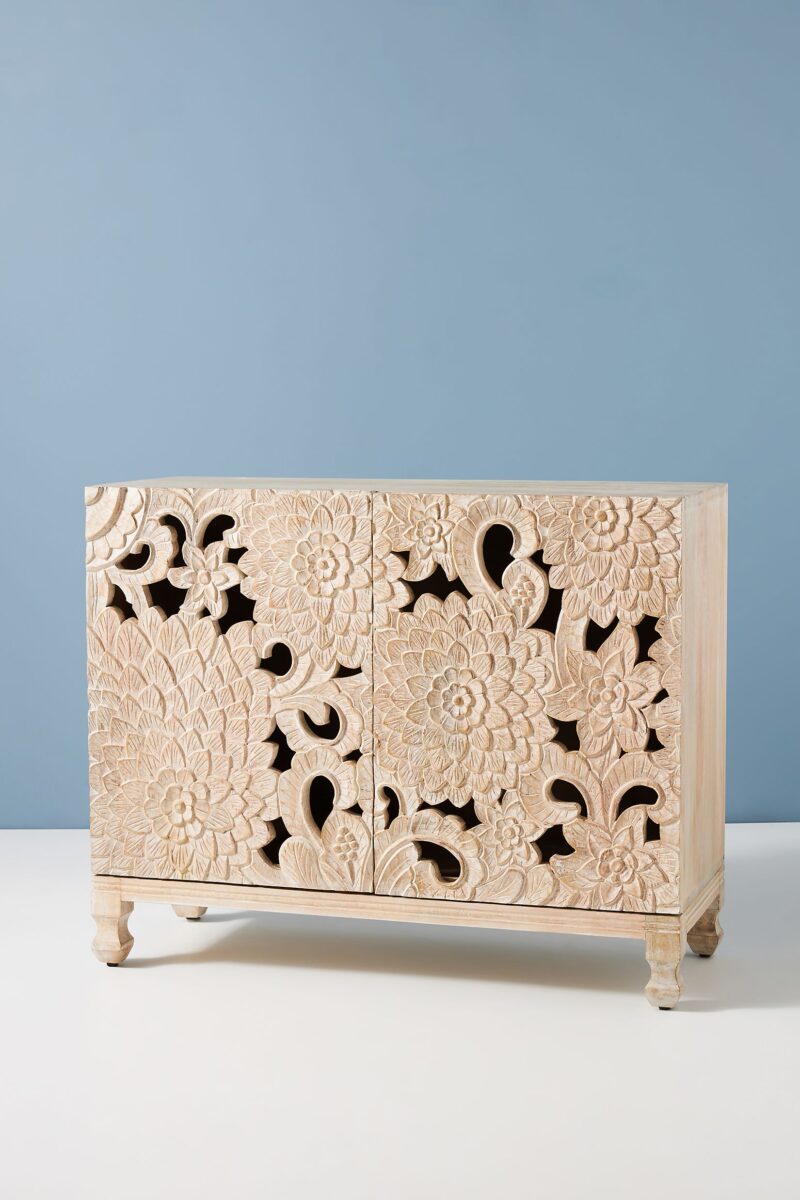 hand carved bedside table, hand carved chest of drawers, indian carved nightstand, jali carved nightstand, white carved bedside table, white carved chest of drawers, white carved nightstand, white carved wood nightstand, wood carved nightstand, Bone Inlay Cabinet
