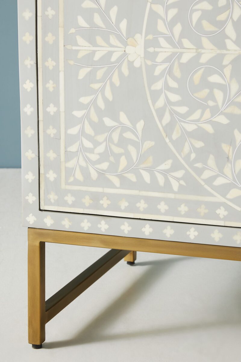 white carved nightstand, white carved wood nightstand, wood carved nightstand, Bone Inlay Cabinet, Handcarved Bone Inlay Cabinet, Carved Bone Inlay Cabinet, Carved Bone Inlay Chest of Drawers, Handmade Chest of Drawers, carved cabinet, carved wood cabinet