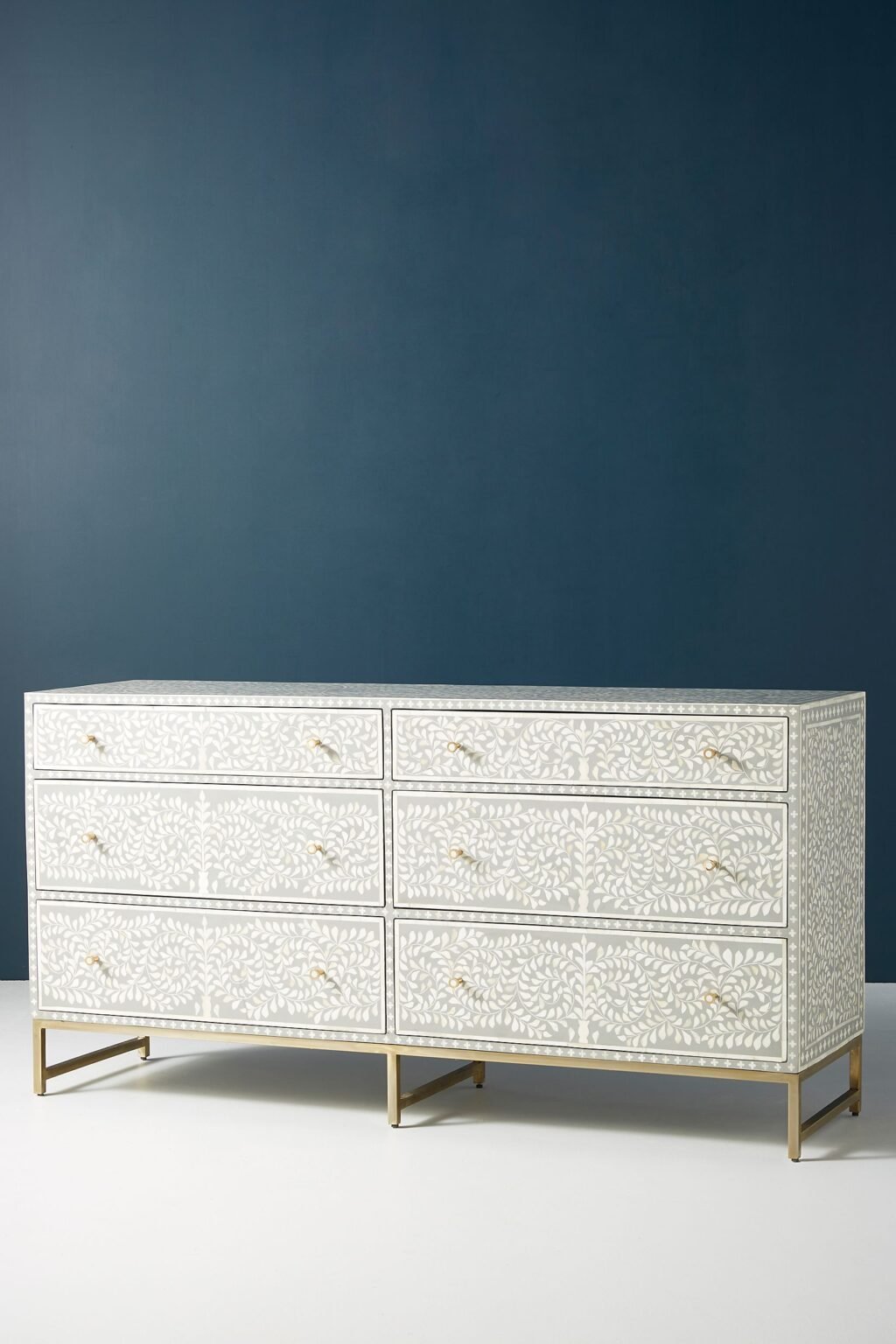 Scroll Vine Inlay Six-Drawer Dresser - handmadezz.com