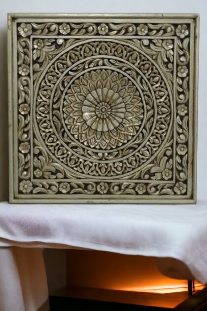 Handcrafted wooden artwork, Artistic wooden wall hanging, Hand-forged wood design, Carved floral wood panel, Custom woodwork decoration, Wooden wall panel decor, Hand-carved wooden panel, Rustic wood wall art, Antique finish wall panel, Floral design wall hanging