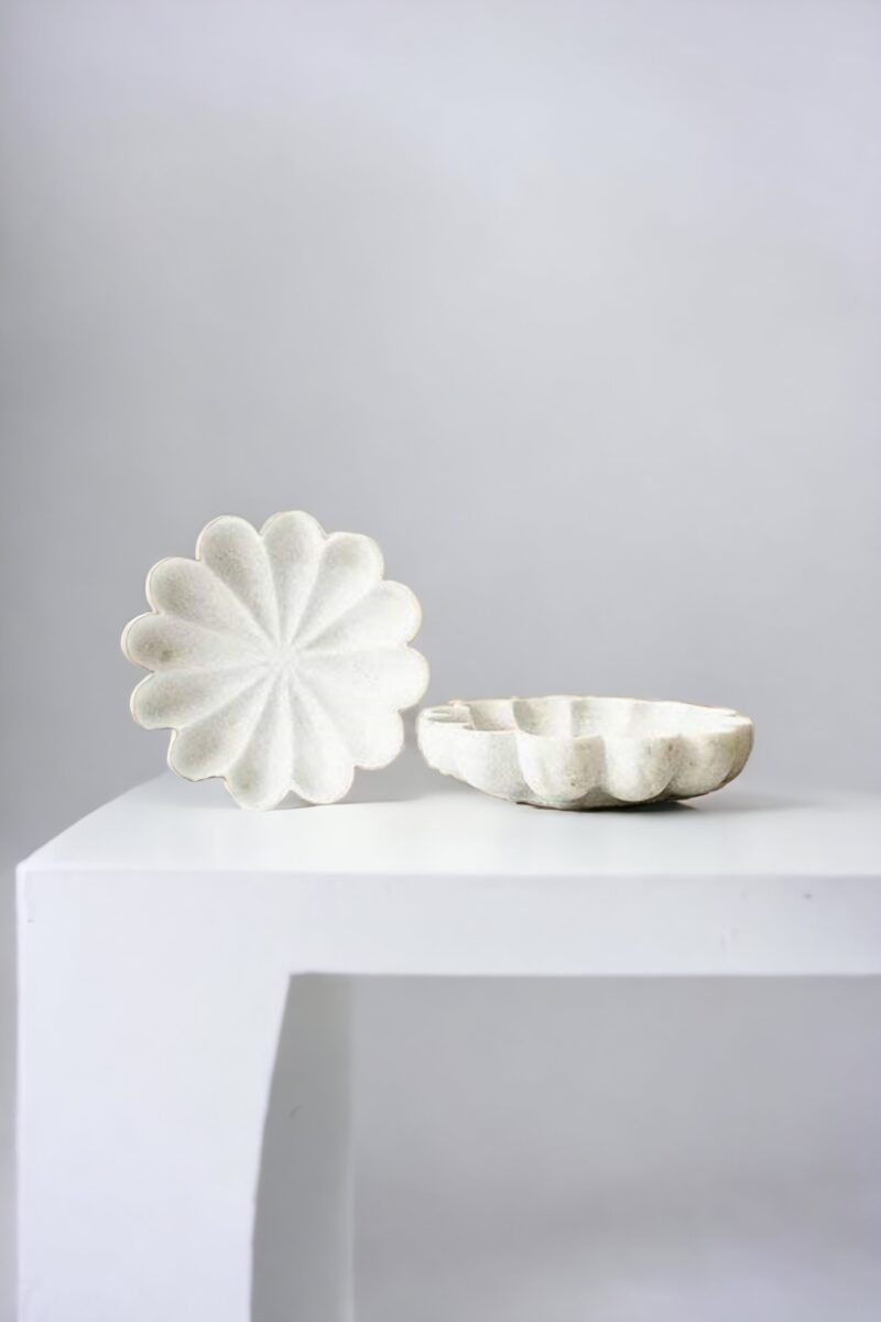 Ruffled bowl, gift for her him, marble bowl, handmade stone bowl, Indian jewelry bowl, fruit bowl, scallop bowl, marble flower bowl, fruit bowls, bowl