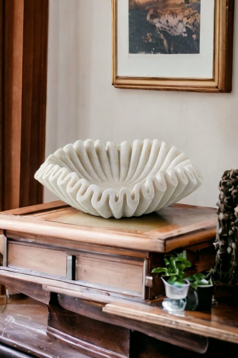 fruit bowl, scallop bowl, marble flower bowl, fruit bowls, bowl, ripple bowl, fluted bowl, handmade bowl, gift bowl, marble fruit bowl