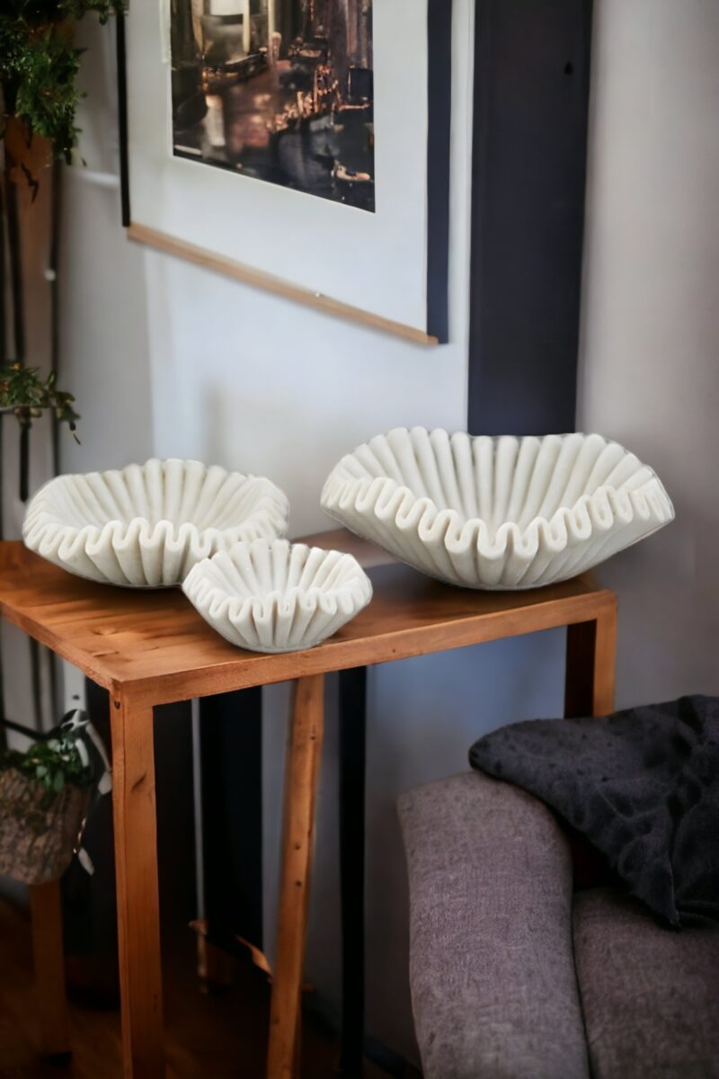 fruit bowl, scallop bowl, marble flower bowl, fruit bowls, bowl, ripple bowl, fluted bowl, handmade bowl, gift bowl, marble fruit bowl