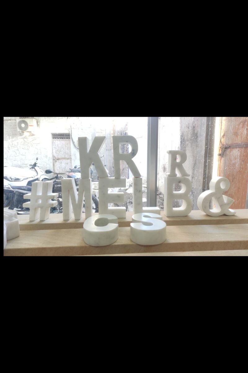 Marble Letters for Office Reception,  Marble Nameplate for Boutique,  Marble Letters for Wedding Centerpieces,  Marble Letter Art for Cafes,  Marble Letters for Restaurant Signage,  Marble Name Signs for Photo Shoots,  Marble Letters for Trade Shows,  Marble Initials for Bridal Showers,  Marble Letters for Art Galleries,  Marble Lettering for Product Launches