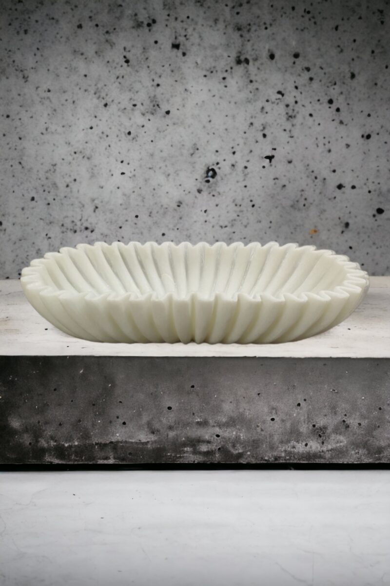 Ruffled bowl, gift for her him, marble bowl, handmade stone bowl, Indian jewelry bowl, fruit bowl, scallop bowl, marble flower bowl, fruit bowls, bowl