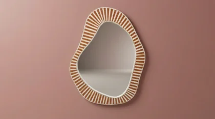 Abstract Bone Inlay Wall Mirror Almond