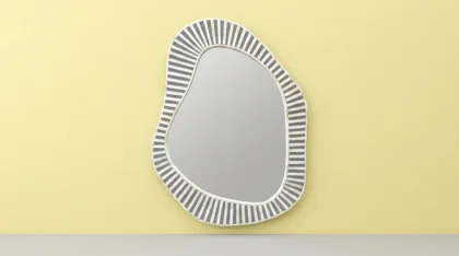 Abstract Bone Inlay Wall Mirror Grey