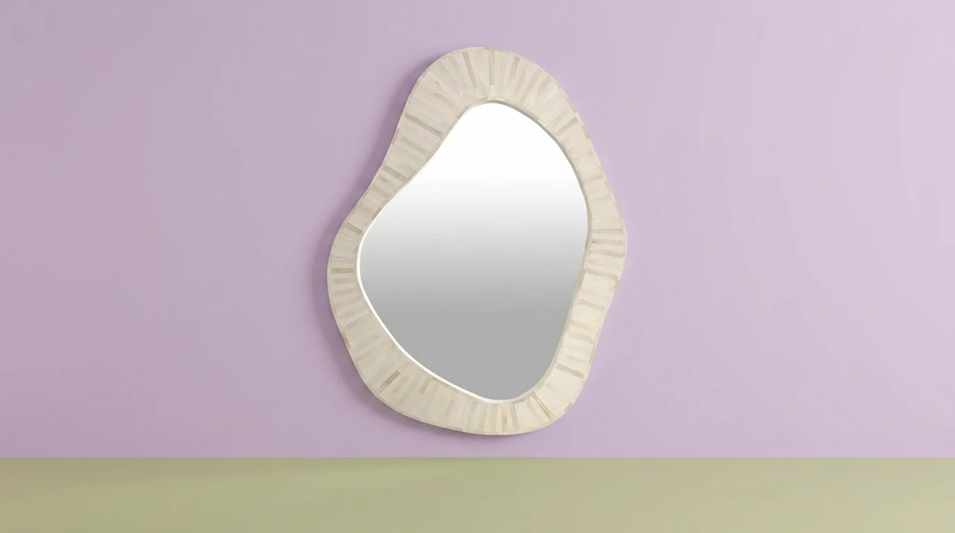 Abstract Bone Inlay White Mirror