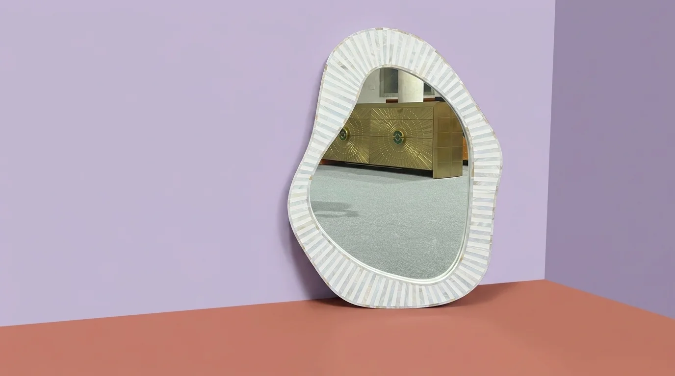 Abstract Bone Inlay White Mirror - Image 2
