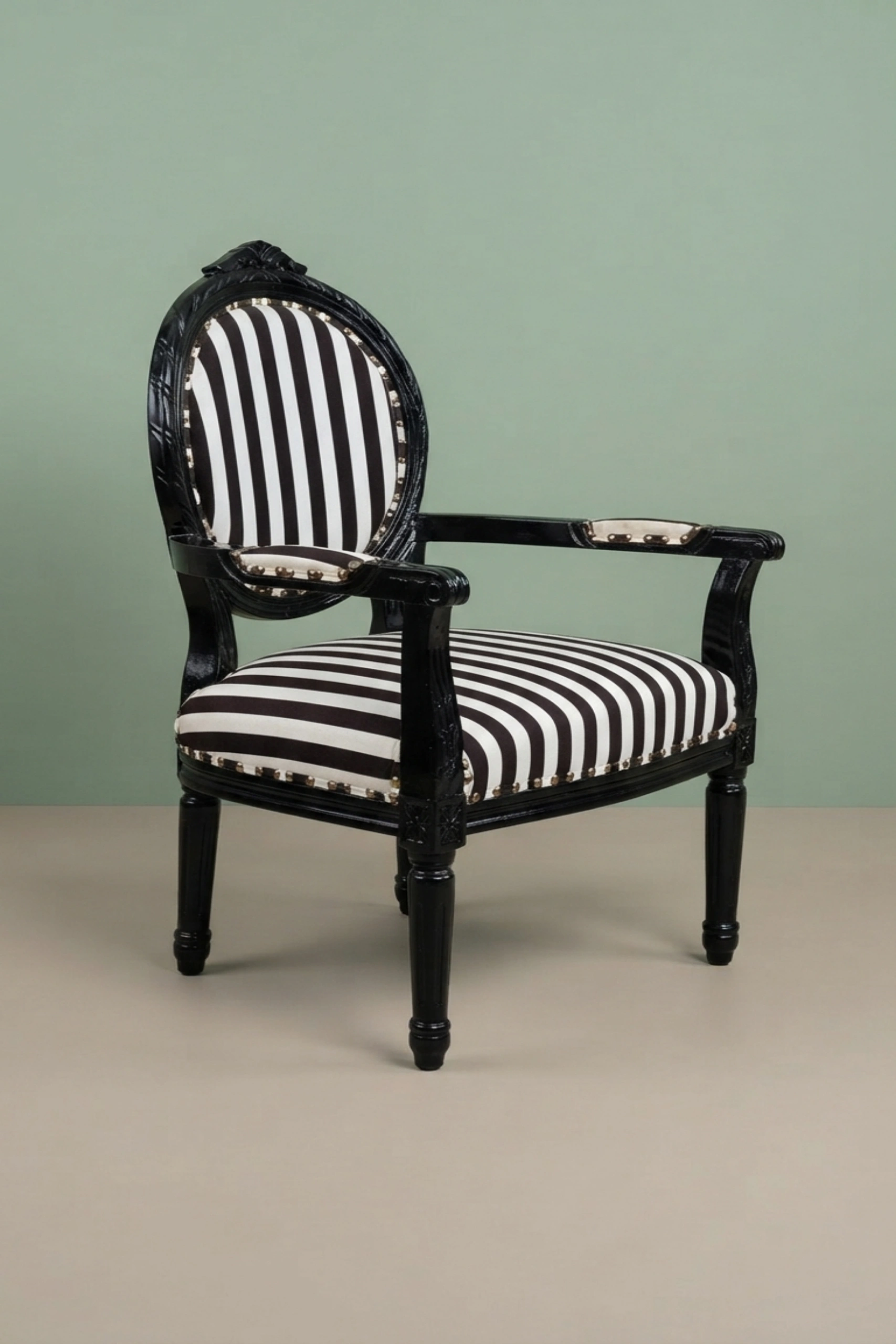 Archibald_Baroque_Velvet_Stripped_Black_Chair_with_Arm_image_02_angled_view_luxury_velvet_accent_chair_lounge_seating_designer_living_room_upholstered_artisan_premium_interior.webp