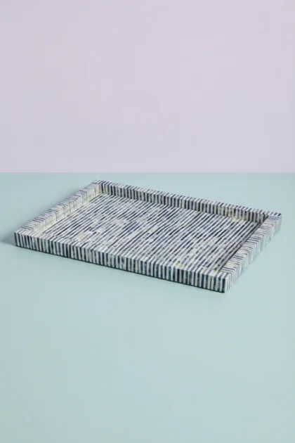 Blue Coloured Stripe Bone Inlay Tray, buy blue coloured stripe bone, luxury blue coloured stripe bone, handcrafted blue coloured stripe bone, handmade blue coloured stripe bone, blue coloured, blueblue-coloured-stripe-bone-inlay-tray-blue-furniture-bone-inlay-furniture-decorative-tray-handmade-bone-inlay-striped-design-stripe-pattern-01.webp