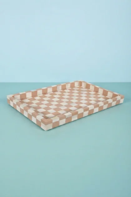 Bone Inlay Checkerboard Tray Almond, buy bone inlay checkerboard tray, luxury bone inlay checkerboard tray, handcrafted bone inlay checkerboard tray, handmade bone inlay checkerboard tray, bone inlaybone-inlay-checkerboard-tray-almond-bone-inlay-furniture-decorative-tray-handmade-bone-inlay-01.webp
