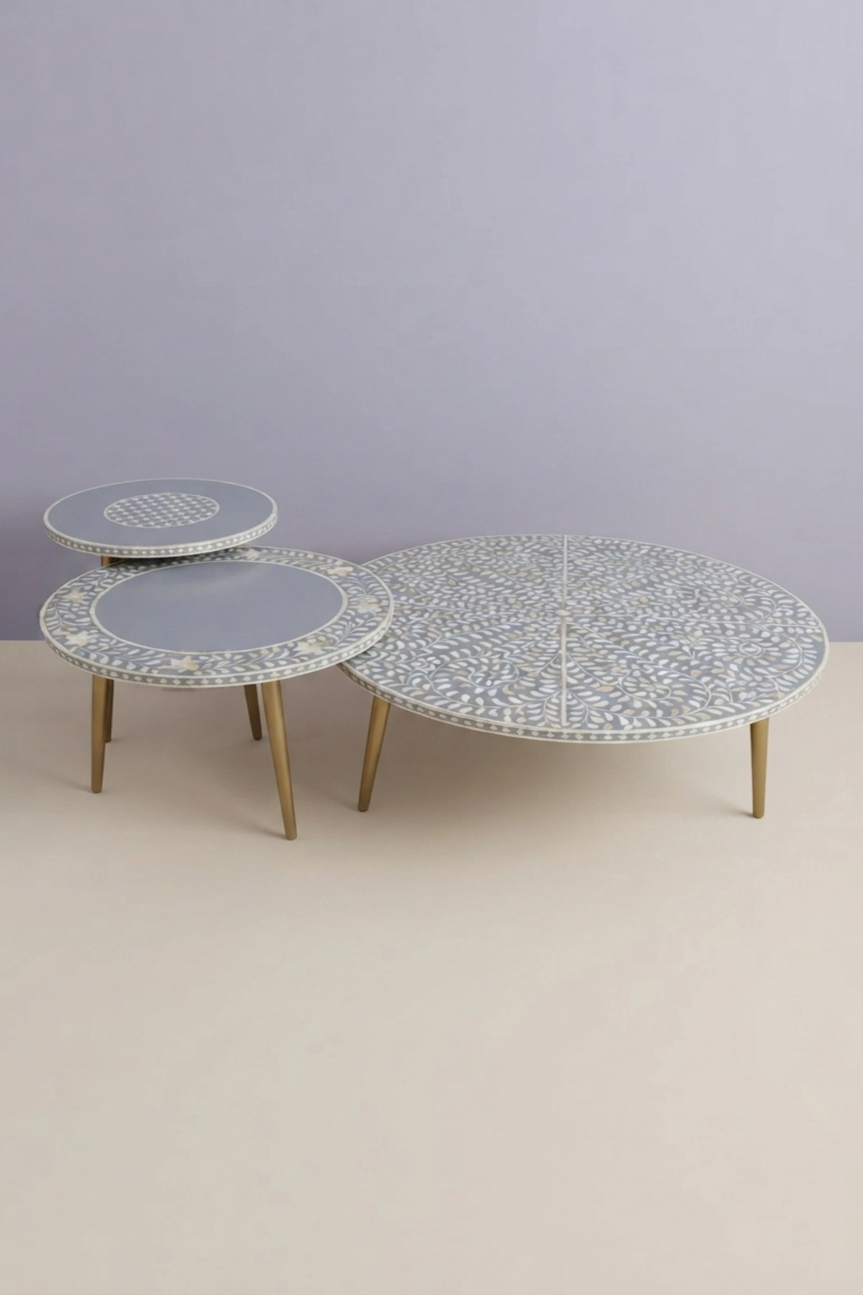 Bone Inlay Floral Nesting Table Set of 3 Grey, buy bone inlay floral nesting, luxury bone inlay floral nesting, handcrafted bone inlay floral nesting, handmade bone inlay floral nesting, bone inlaybone-inlay-floral-nesting-table-set-of-3-grey-bone-inlay-furniture-floral-design-floral-pattern-flower-motif-furniture-table-grey-furniture-handmade-bone-inla-01.webp