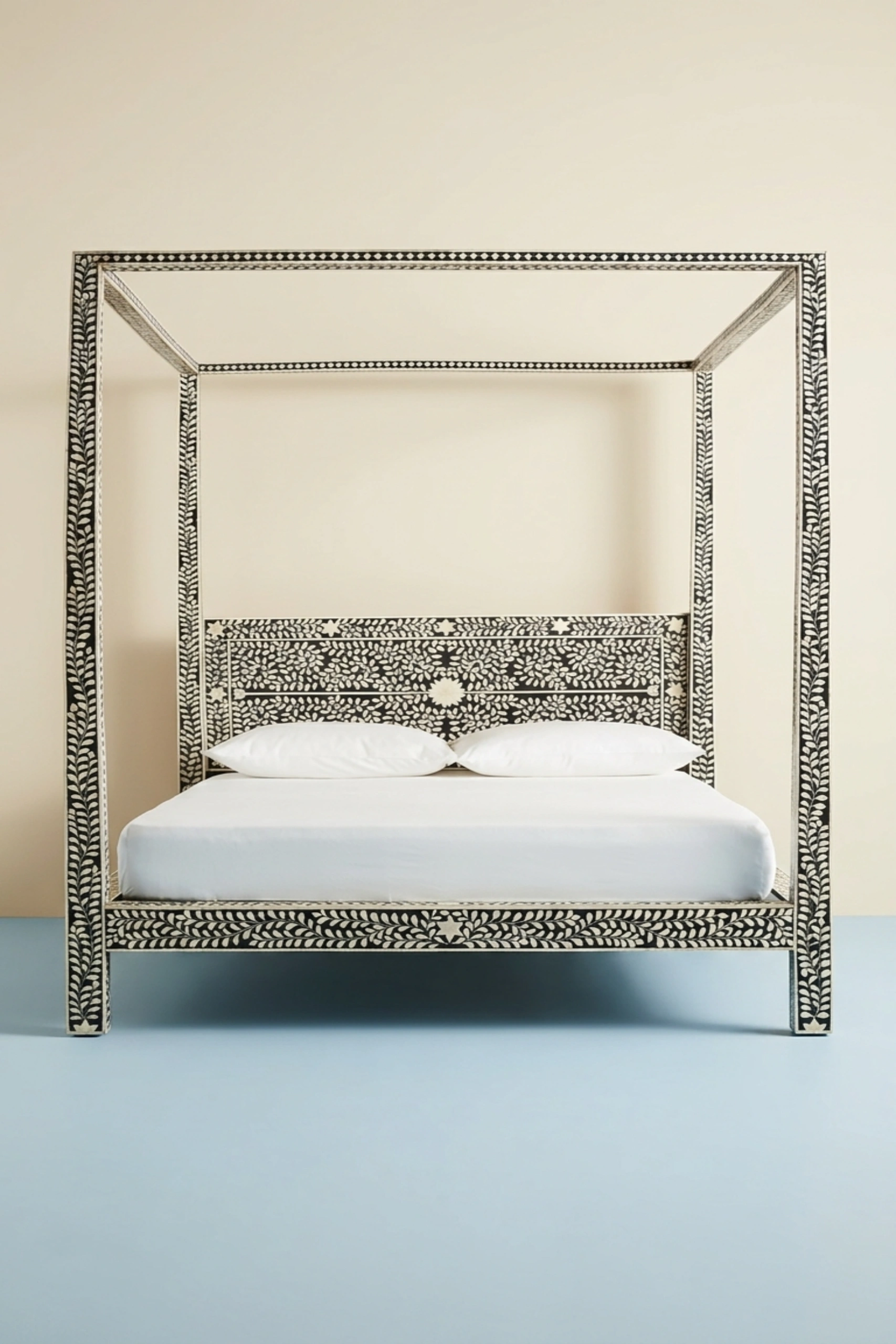 Bone Inlay Four Poster Bed Black, buy bone inlay four poster, luxury bone inlay four poster, handcrafted bone inlay four poster, handmade bone inlay four poster, bone inlay four poster online, bonebone-inlay-four-poster-bed-black-bedroom-furniture-beds-black-furniture-bone-inlay-furniture-handmade-bone-inlay-01.webp