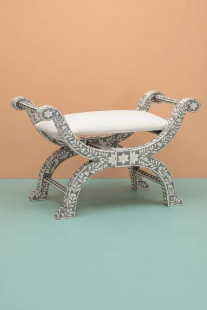 bone inlay stool grey,Jenny stool grey floral design,handmade grey bone inlay Jenny stool,artisan grey floral bone inlay accent stool,grey bone inlay flower pattern side stoolbone-inlay-jenny-stool-floral-design-grey-accent-stool-bone-inlay-furniture-floral-design-floral-pattern-flower-motif-grey-furniture-handmade-bone-inlay-stool-01.webp