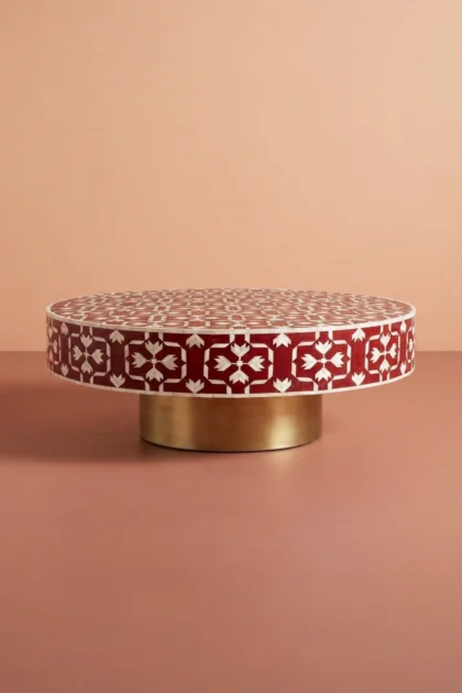 Bone Inlay Lotus Coffee Table Dark Red, buy bone inlay lotus coffee, luxury bone inlay lotus coffee, handcrafted bone inlay lotus coffee, handmade bone inlay lotus coffee, bone inlay lotus gift, bonebone-inlay-lotus-coffee-table-dark-red-bone-inlay-furniture-center-table-coffee-table-furniture-table-handmade-bone-inlay-lotus-design-lotus-pattern-red-furniture-01.webp