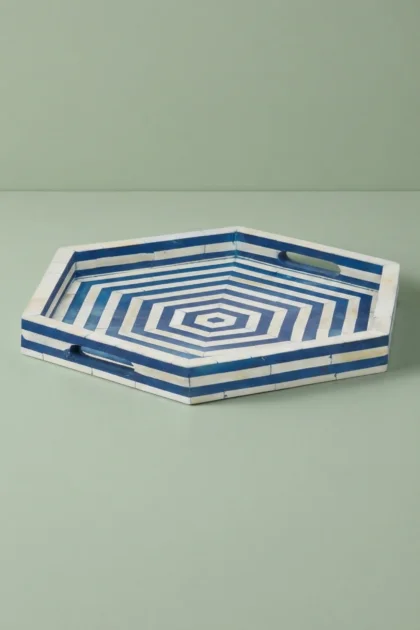 Dark Blue Bone Inlay Tray Hexagon Blue Bone Inlay Tray, buy dark blue bone inlay, luxury dark blue bone inlay, handcrafted dark blue bone inlay, handmade dark blue bone inlay, dark blue bone giftdark-blue-bone-inlay-tray-hexagon-blue-bone-inlay-tray-blue-furniture-bone-inlay-furniture-decorative-tray-handmade-bone-inlay-hexagon-pattern-01.webp