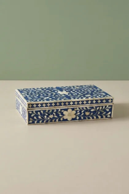 Floral Bone Inlay Box Indigo, buy floral bone inlay box, luxury floral bone inlay box, handcrafted floral bone inlay box, handmade floral bone inlay box, floral bone inlay box online, floral bone, boxfloral-bone-inlay-box-indigo-bone-inlay-furniture-box-floral-design-floral-pattern-flower-motif-handmade-bone-inlay-jewelry-box-ornamental-box-01.webp