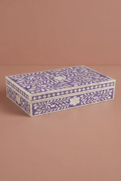 Floral Bone Inlay Box Purple, buy floral bone inlay box, luxury floral bone inlay box, handcrafted floral bone inlay box, handmade floral bone inlay box, floral bone inlay box online, floral bone, boxfloral-bone-inlay-box-purple-bone-inlay-furniture-box-floral-design-floral-pattern-flower-motif-handmade-bone-inlay-jewelry-box-ornamental-box-01.webp