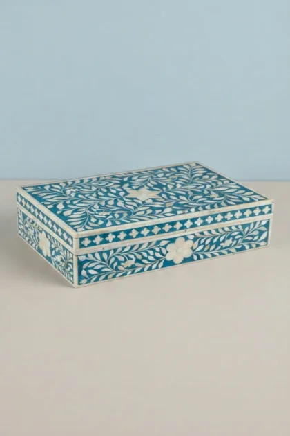 Floral Bone Inlay Box Turquoise, buy floral bone inlay box, luxury floral bone inlay box, handcrafted floral bone inlay box, handmade floral bone inlay box, floral bone inlay box online, floral bonefloral-bone-inlay-box-turquoise-bone-inlay-furniture-box-floral-design-floral-pattern-flower-motif-handmade-bone-inlay-jewelry-box-ornamental-box-01.webp
