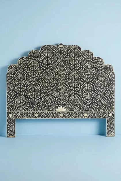 Floral Bone Inlay Headboard Black, buy floral bone inlay headboard, luxury floral bone inlay headboard, handcrafted floral bone inlay headboard, handmade floral bone inlay headboard, floral bone, bonefloral-bone-inlay-headboard-black-black-furniture-bone-inlay-furniture-floral-design-floral-pattern-flower-motif-handmade-bone-inlay-01.webp