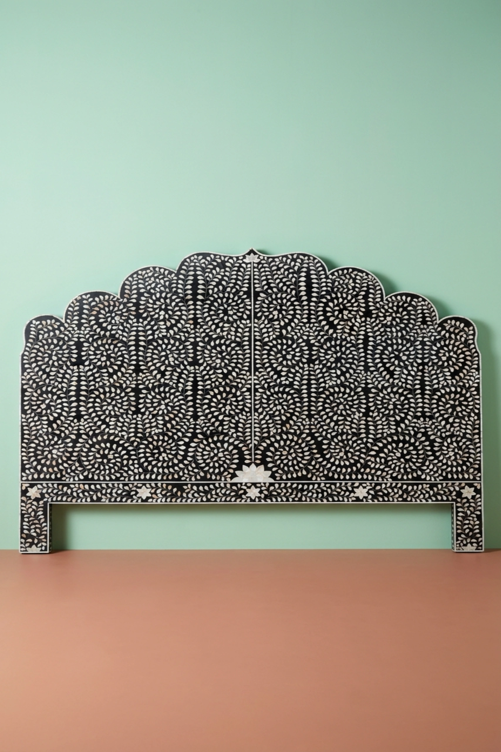 Floral MOP Inlay Headboard Black, buy floral mop inlay headboard, luxury floral mop inlay headboard, handcrafted floral mop inlay headboard, handmade floral mop inlay headboard, floral mop, mop inlayfloral-mop-inlay-headboard-black-black-furniture-floral-design-floral-pattern-flower-motif-mop-inlay-furniture-mother-of-pearl-inlay-01.webp