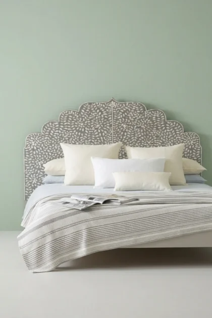 Floral MOP Inlay Headboard Grey, buy floral mop inlay headboard, luxury floral mop inlay headboard, handcrafted floral mop inlay headboard, handmade floral mop inlay headboard, floral mop inlay designfloral-mop-inlay-headboard-grey-floral-design-floral-pattern-flower-motif-grey-furniture-mop-inlay-furniture-mother-of-pearl-inlay-01.webp