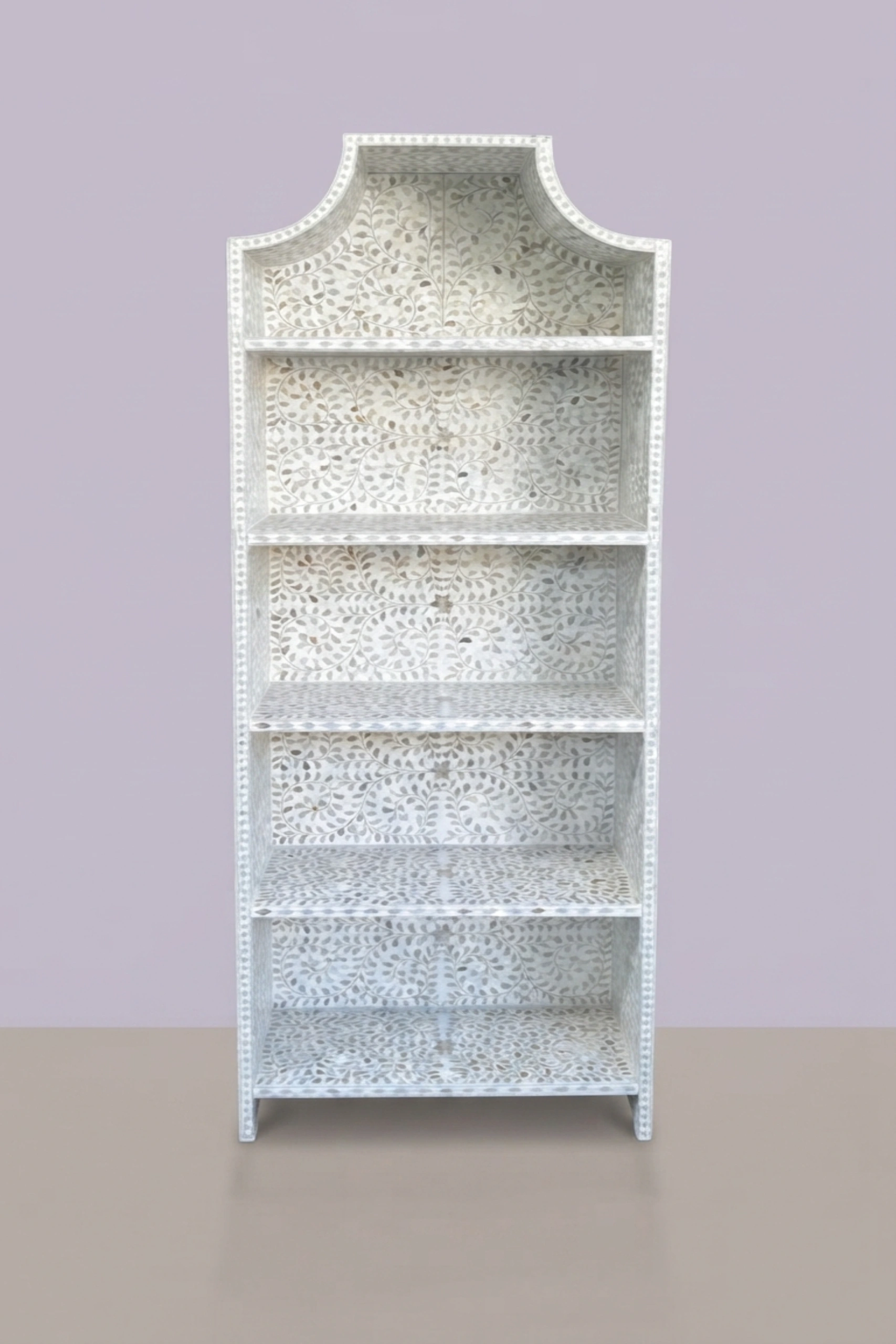 floral-mother-of-pearl-inlay-book-shelf-white-floral-design-floral-pattern-flower-motif-mop-inlay-furniture-mother-of-pearl-inlay-white-furniture-03.webp Indian furniture, artisan furniture, bohemian decor, book, book storage, bookcase, bookshelf, buy bookshelf, display shelf, floral, floral design, floral motif, flower pattern, handcrafted, handmade, luxury home decor, mother, pearl, shelving unit, white finish, white furniture