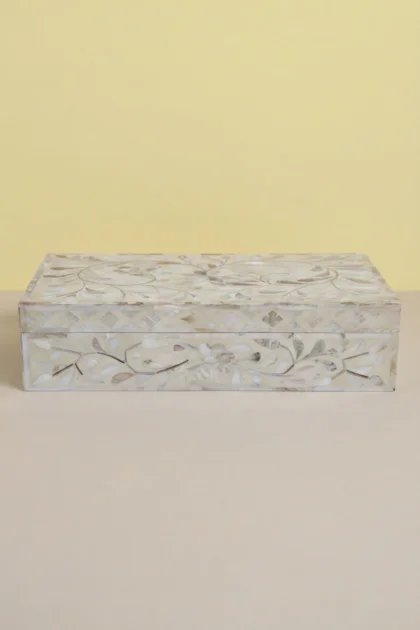 Floral Mother Of Pearl Inlay Box Ivory, buy floral mother pearl inlay, luxury floral mother pearl inlay, handcrafted floral mother pearl inlay, handmade floral mother pearl inlay, floral mother, pearlfloral-mother-of-pearl-inlay-box-ivory-box-floral-design-floral-pattern-flower-motif-ivory-furniture-jewelry-box-mop-inlay-furniture-mother-of-pearl-inlay-ornamental-box-01.webp