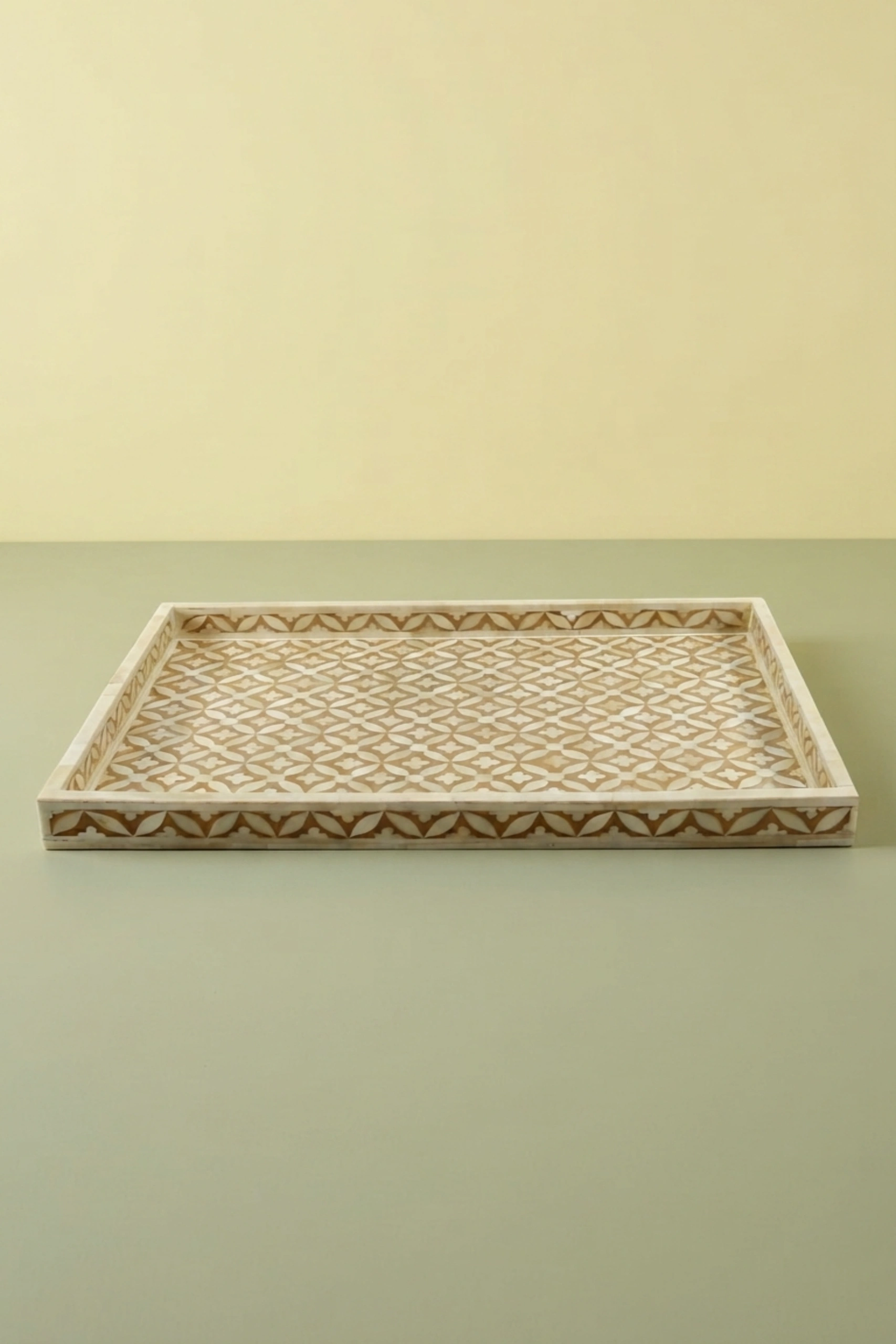 Geometric Bone Inlay Tray Mustard, buy geometric bone inlay tray, luxury geometric bone inlay tray, handcrafted geometric bone inlay tray, handmade geometric bone inlay tray, geometric bone inlay giftgeometric-bone-inlay-tray-mustard-bone-inlay-furniture-decorative-tray-geometric-design-geometric-pattern-handmade-bone-inlay-01.webp