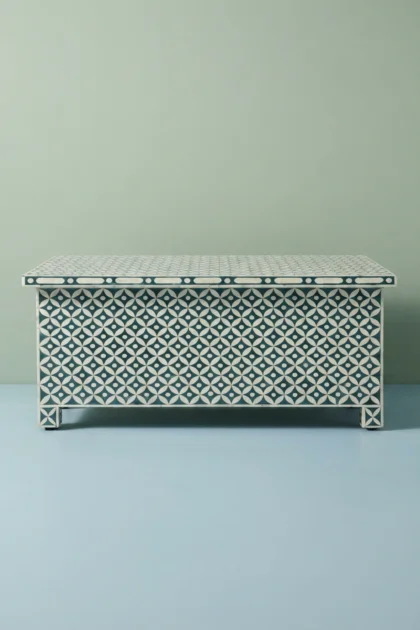 Geometric Bone Inlay Trunk Cum Coffee Table Dark Green, buy geometric bone inlay trunk, luxury geometric bone inlay trunk, handcrafted geometric bone inlay trunk, handmade geometric bone inlay trunkgeometric-bone-inlay-trunk-cum-coffee-table-dark-green-bone-inlay-furniture-center-table-coffee-table-furniture-table-geometric-design-geometric-pattern-green-furniture-h-01.webp