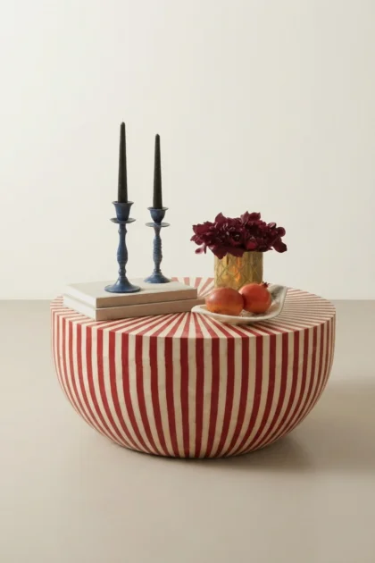 Jesse Bone Inlay Stripe Coffee Table Drum Red, buy jesse bone inlay stripe, luxury jesse bone inlay stripe, handcrafted jesse bone inlay stripe, handmade jesse bone inlay stripe, jesse bone inlay giftjesse-bone-inlay-stripe-coffee-table-drum-red-bone-inlay-furniture-center-table-coffee-table-drum-table-furniture-table-handmade-bone-inlay-red-furniture-stri-01.webp