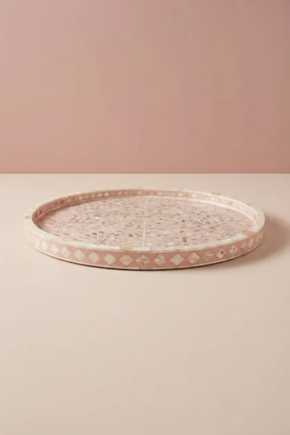 Large Round MOP Inlaid Tray Floral Light Pink, buy large round mop inlaid, luxury large round mop inlaid, handcrafted large round mop inlaid, handmade large round mop inlaid, large round mop gift, moplarge-round-mop-inlaid-tray-floral-light-pink-decorative-tray-floral-design-floral-pattern-flower-motif-mop-inlay-furniture-mother-of-pearl-inlay-pink-fu-01.webp