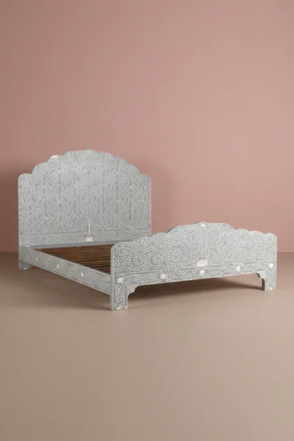 Maharaja Bone Inlay Bed Grey, buy maharaja bone inlay bed, luxury maharaja bone inlay bed, handcrafted maharaja bone inlay bed, handmade maharaja bone inlay bed, maharaja bone inlay bed online, bonemaharaja-bone-inlay-bed-grey-bedroom-furniture-beds-bone-inlay-furniture-grey-furniture-handmade-bone-inlay-01.webp