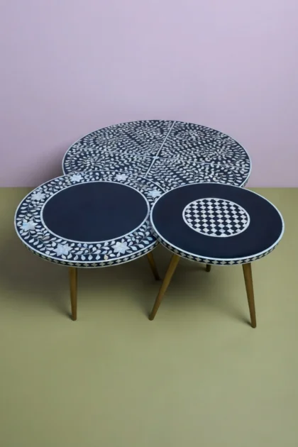 MOP Inlay Floral Nesting Table Set of 3 Black, buy mop inlay floral nesting, luxury mop inlay floral nesting, handcrafted mop inlay floral nesting, handmade mop inlay floral nesting, mop inlay, mopmop-inlay-floral-nesting-table-set-of-3-black-black-furniture-floral-design-floral-pattern-flower-motif-furniture-table-mop-inlay-furniture-mother-of-pearl-in-01.webp
