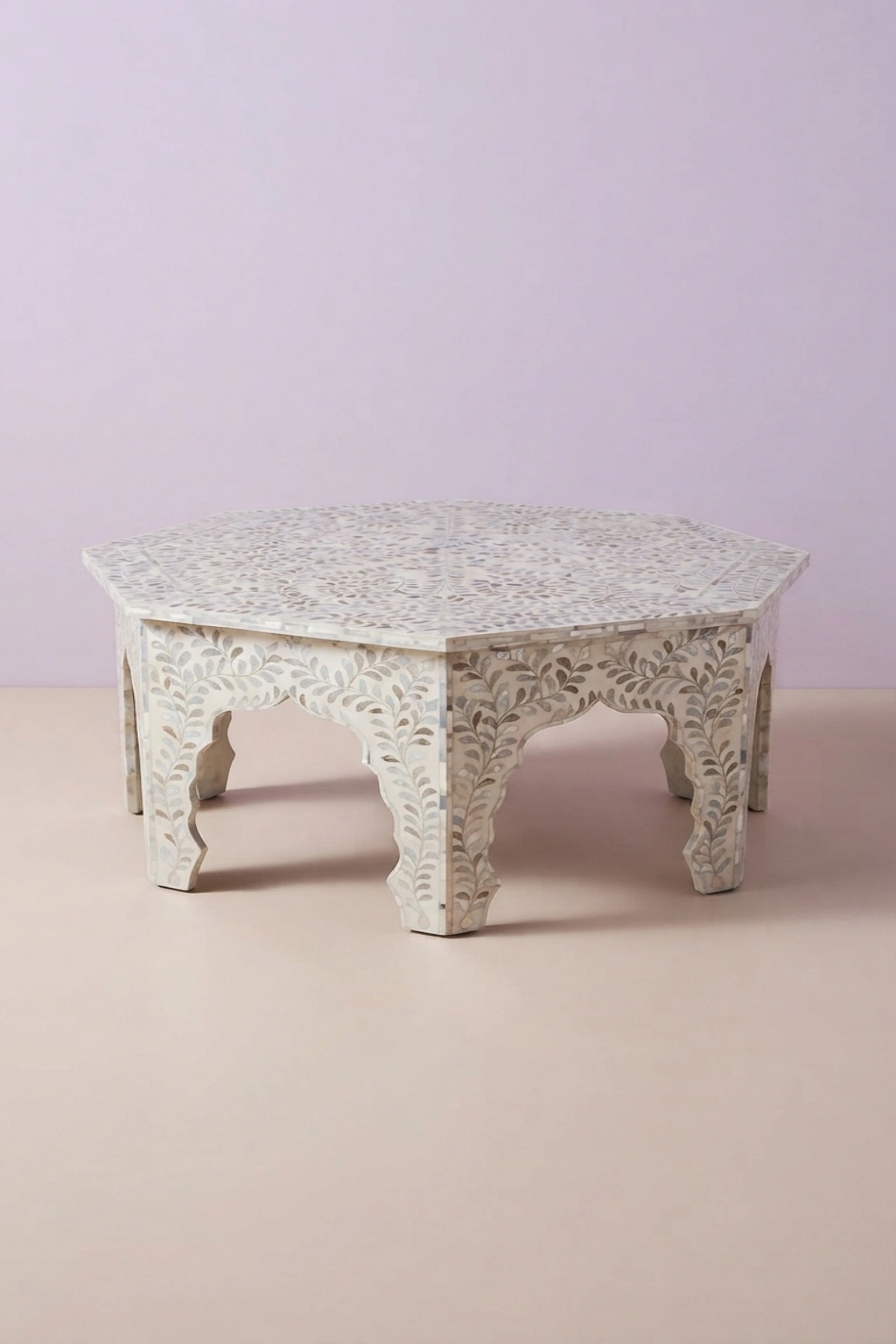 MOP Inlay Floral Octagonal Coffee Table Beige, buy mop inlay floral octagonal, luxury mop inlay floral octagonal, handcrafted mop inlay floral octagonal, handmade mop inlay floral octagonal, mop inlaymop-inlay-floral-octagonal-coffee-table-beige-center-table-coffee-table-floral-design-floral-pattern-flower-motif-furniture-table-mop-inlay-furniture-mother-o-01.webp