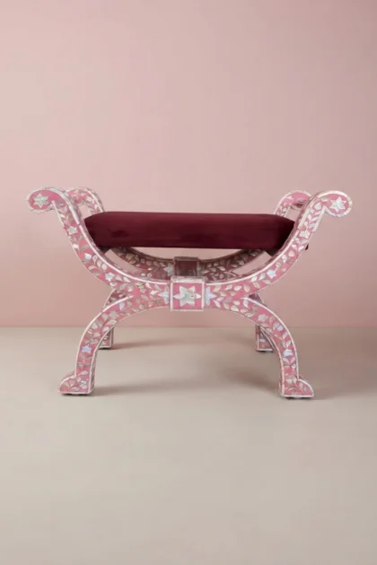 MOP inlay Jenny stool pink,pink mother of pearl floral stool,pink MOP inlay floral pattern stool,pink mother of pearl flower design stool,artisan pink MOP Jenny floral stoolmop-inlay-jenny-stool-floral-design-pink-accent-stool-floral-design-floral-pattern-flower-motif-mop-inlay-furniture-mother-of-pearl-inlay-pink-furniture-stool-01.webp