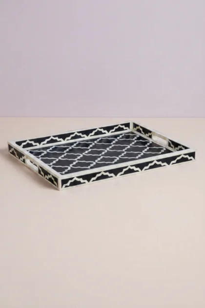 Quatrefoil Bone Inlay Tray Black, buy quatrefoil bone inlay tray, luxury quatrefoil bone inlay tray, handcrafted quatrefoil bone inlay tray, handmade quatrefoil bone inlay tray, quatrefoil bone, bonequatrefoil-bone-inlay-tray-black-black-furniture-bone-inlay-furniture-decorative-tray-handmade-bone-inlay-01.webp