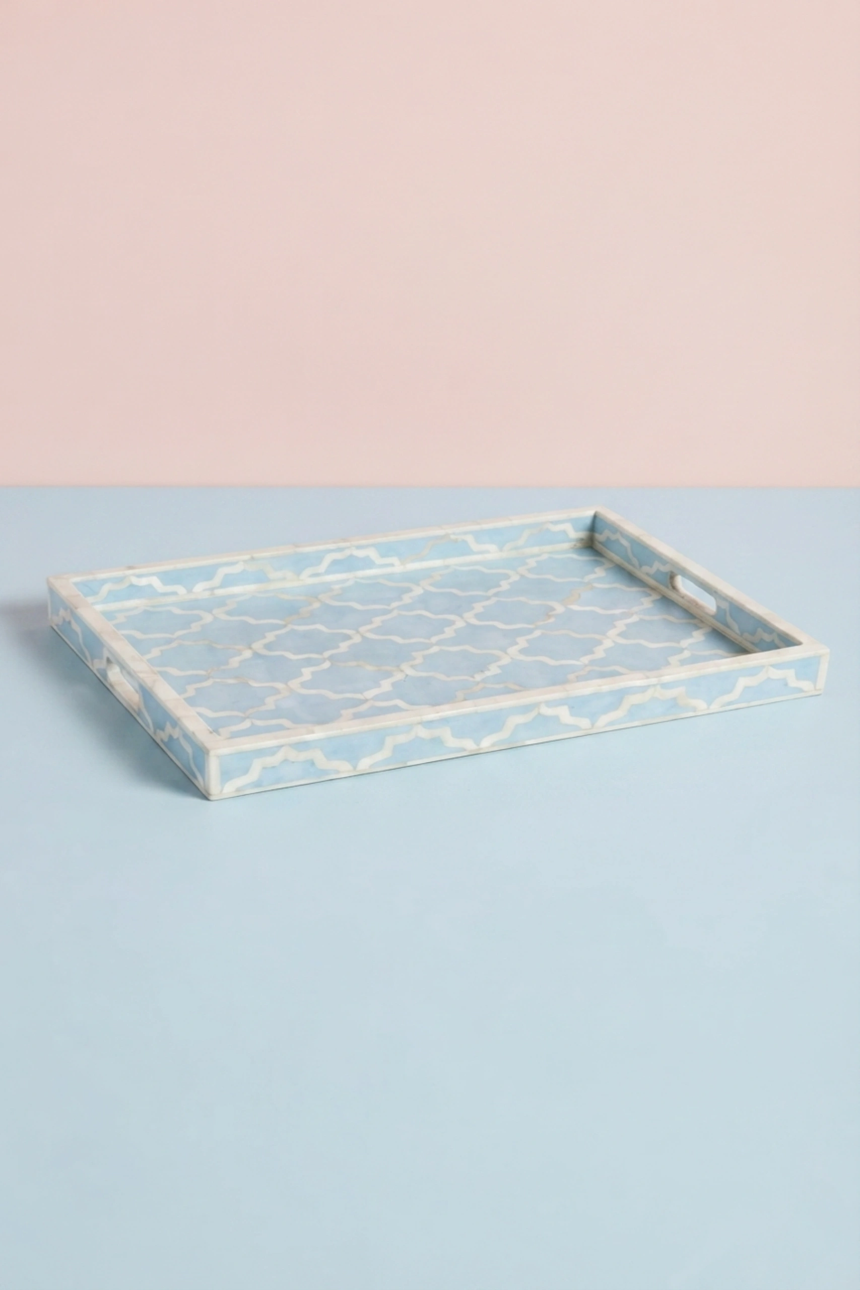Quatrefoil Bone Inlay Tray Ice Blue, buy quatrefoil bone inlay tray, luxury quatrefoil bone inlay tray, handcrafted quatrefoil bone inlay tray, handmade quatrefoil bone inlay tray, quatrefoil bonequatrefoil-bone-inlay-tray-ice-blue-blue-furniture-bone-inlay-furniture-decorative-tray-handmade-bone-inlay-01.webp