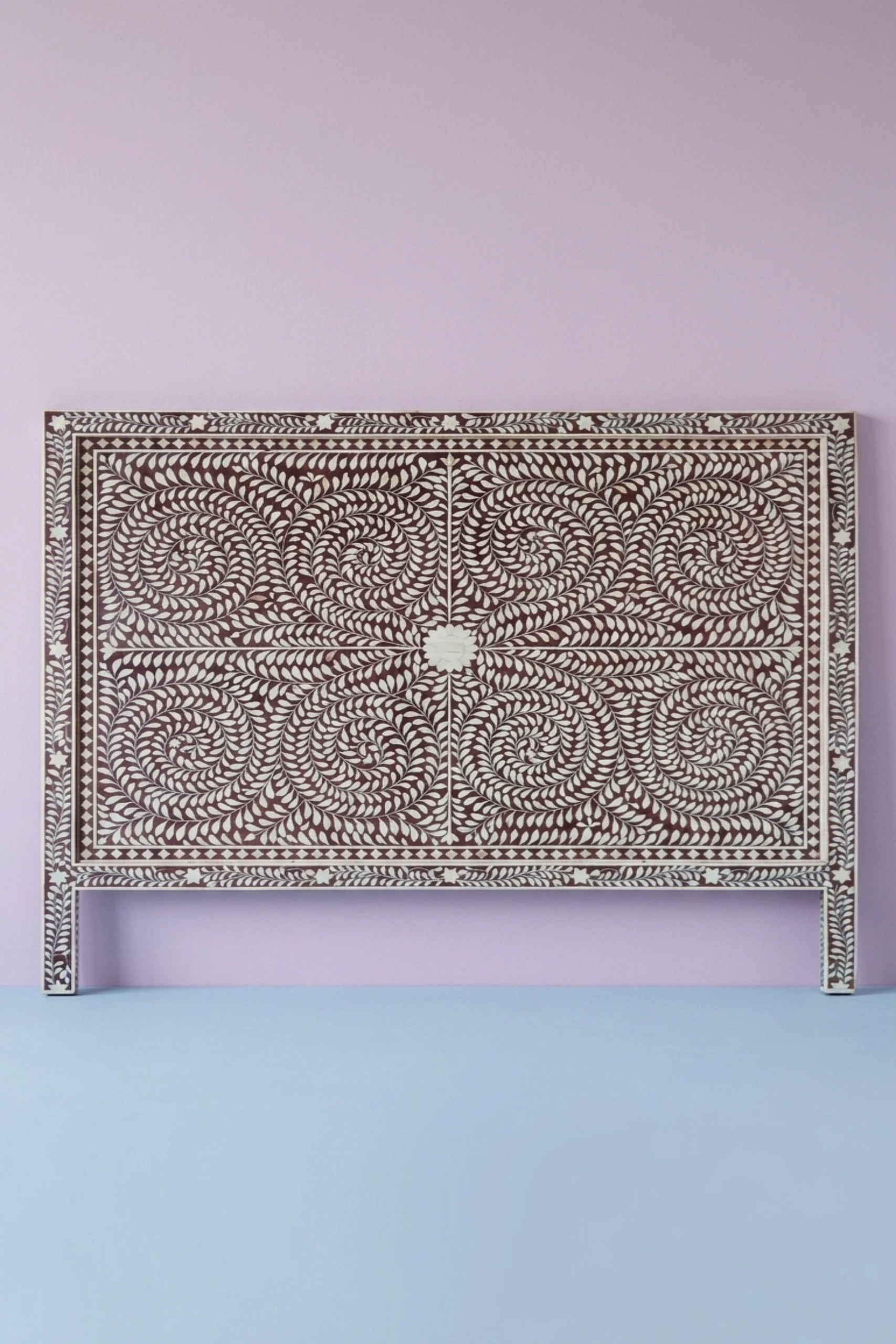 Scroll Vine Bone Inlay Headboard Brown, buy scroll vine bone inlay, luxury scroll vine bone inlay, handcrafted scroll vine bone inlay, handmade scroll vine bone inlay, scroll vine bone inlay onlinescroll-vine-bone-inlay-headboard-brown-bone-inlay-furniture-brown-furniture-handmade-bone-inlay-vine-pattern-01.webp