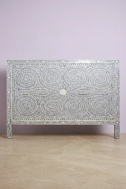 Scroll Vine Bone Inlay Headboard Grey, buy scroll vine bone inlay, luxury scroll vine bone inlay, handcrafted scroll vine bone inlay, handmade scroll vine bone inlay, scroll vine bone inlay onlinescroll-vine-bone-inlay-headboard-grey-bone-inlay-furniture-grey-furniture-handmade-bone-inlay-vine-pattern-01.webp