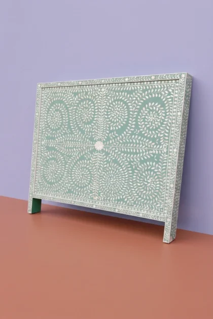 Scroll Vine Bone Inlay Headboard Sage Green, buy scroll vine bone inlay, luxury scroll vine bone inlay, handcrafted scroll vine bone inlay, handmade scroll vine bone inlay, scroll vine bone furniturescroll-vine-bone-inlay-headboard-sage-green-bone-inlay-furniture-green-furniture-handmade-bone-inlay-vine-pattern-01.webp