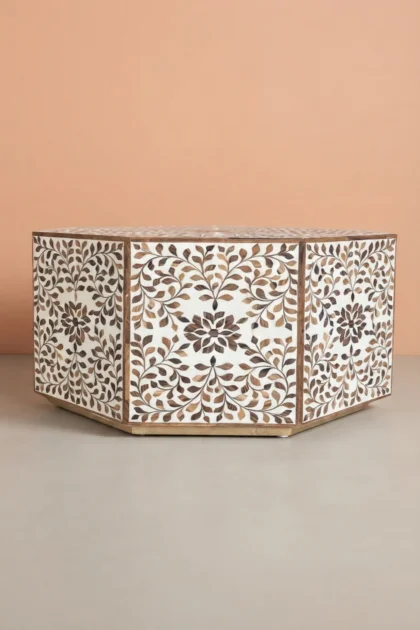 Teakwood Inlay Floral Coffee Table White, buy teakwood inlay floral coffee, luxury teakwood inlay floral coffee, handcrafted teakwood inlay floral coffee, handmade teakwood inlay floral coffee, inlayteakwood-inlay-floral-coffee-table-white-center-table-coffee-table-floral-design-floral-pattern-flower-motif-furniture-table-white-furniture-01.webp