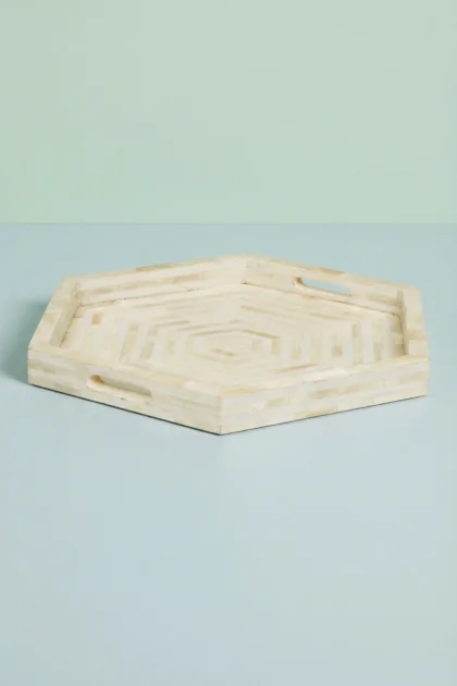 White Bone Inlay Tray Stripe Hexagon White Bone Inlay Tray, buy white bone inlay tray, luxury white bone inlay tray, handcrafted white bone inlay tray, handmade white bone inlay tray, white bone, bonewhite-bone-inlay-tray-stripe-hexagon-white-bone-inlay-tray-bone-inlay-furniture-decorative-tray-handmade-bone-inlay-hexagon-pattern-striped-01.webp