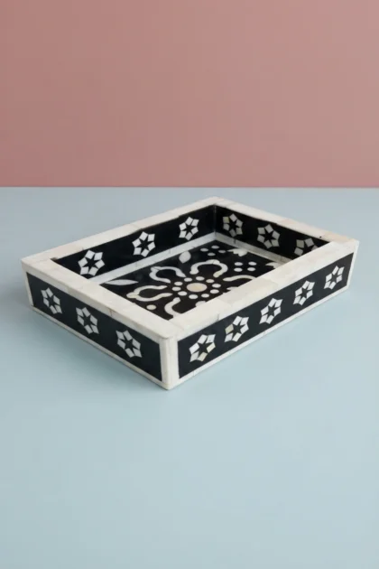 Zahra Bone Inlay Small Tray Black, buy zahra bone inlay small, luxury zahra bone inlay small, handcrafted zahra bone inlay small, handmade zahra bone inlay small, zahra bone inlay small online, zahrazahra-bone-inlay-small-tray-black-black-furniture-bone-inlay-furniture-decorative-tray-handmade-bone-inlay-01.webp
