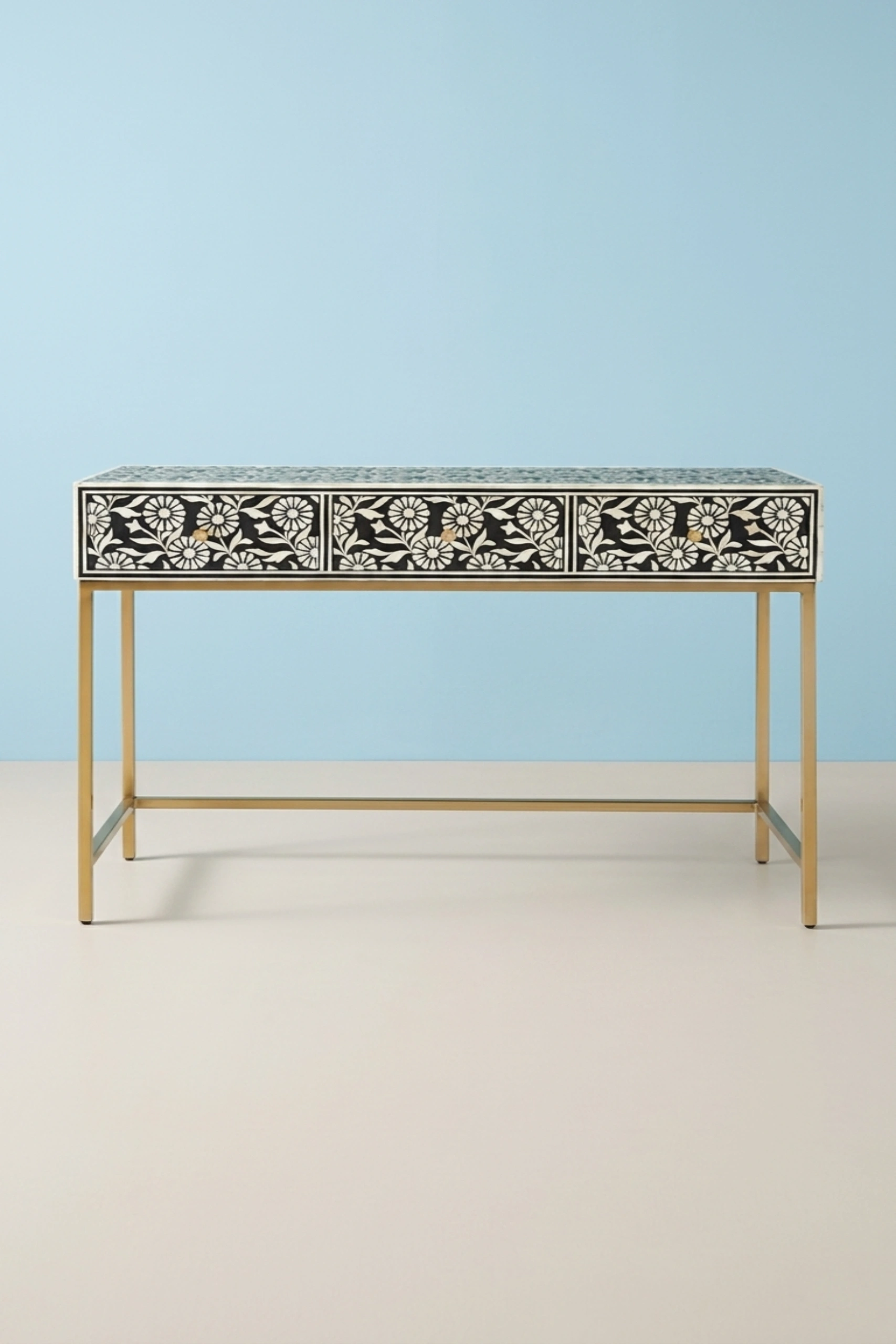 Lalita Inlay Desk Black, buy lalita inlay desk black, luxury lalita inlay desk black, handcrafted lalita inlay desk black, handmade lalita inlay desk black, lalita inlay desk black online, lalita deskLalita_Inlay_Desk_Black_image_01_front_view_luxury_inlay_desk_console_dressing_table_drawer_storage_bedroom_study_artisan_premium_interior_furniture.webp