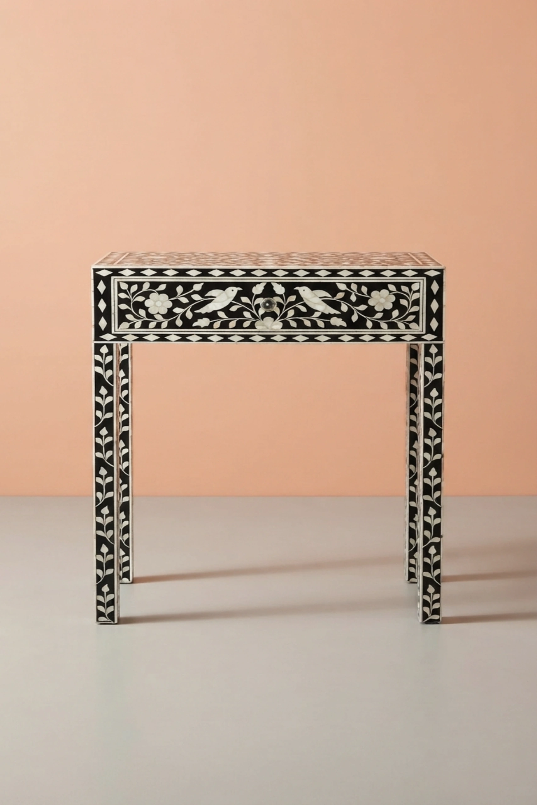 Aura Mother of Pearl Inlay Console Black Mother Of Pearl Desk, buy aura mother pearl inlay, luxury aura mother pearl inlay, handcrafted aura mother pearl inlay, handmade aura mother pearl inlay, auraaura-mother-of-pearl-inlay-console-black-mother-of-pearl-desk-black-furniture-console-table-desk-entryway-table-home-office-furniture-mop-01.webp