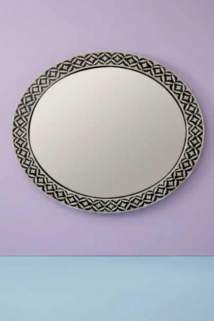 Black Floral Embossed Bone Mirror Round, buy black floral embossed bone, luxury black floral embossed bone, handcrafted black floral embossed bone, handmade black floral embossed bone, black floralblack-floral-embossed-bone-mirror-round-black-furniture-bone-inlay-furniture-decorative-mirror-floral-design-floral-pattern-flower-motif-handmade-bone-inlay-wall-mirror-01.webp