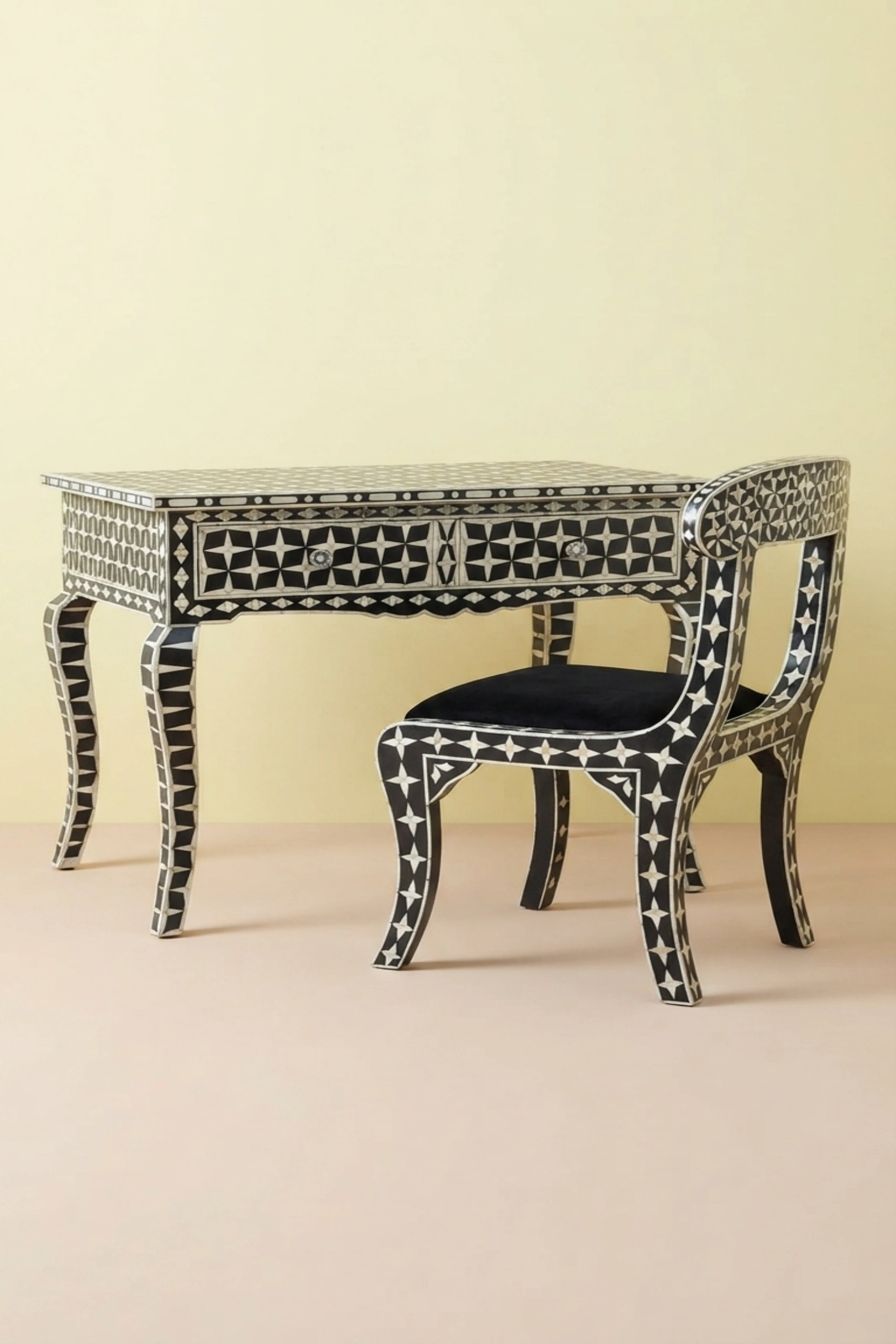 Black Mother Of Pearl Inlay Star Desk And Chair Combo, buy black mother pearl inlay, luxury black mother pearl inlay, handcrafted black mother pearl inlay, handmade black mother pearl inlay, star deskblack-mother-of-pearl-inlay-star-desk-and-chair-combo-accent-chair-black-furniture-chair-desk-home-office-furniture-mop-inlay-furniture-mother-of-01.webp