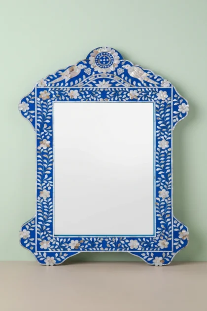 Blue Mother Of Pearl Inlaid Parrot Mirror, buy blue mother pearl inlaid, luxury blue mother pearl inlaid, handcrafted blue mother pearl inlaid, handmade blue mother pearl inlaid, blue mother, blueblue-mother-of-pearl-inlaid-parrot-mirror-blue-furniture-decorative-mirror-mop-inlay-furniture-mother-of-pearl-inlay-wall-mirror-01.webp